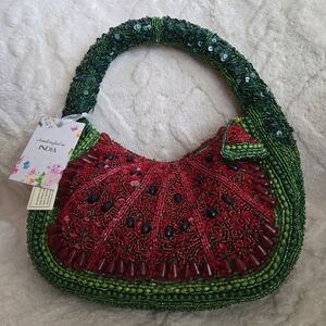 Artisan Beaded Watermelon Shoulder Bag